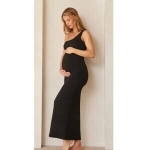 BUMPSUIT One Shoulder Maxi Dress Size Medium Black NWT Jersey Maternity Lounge